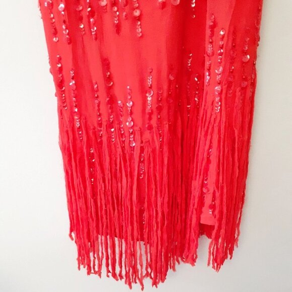 NWT Free People red fringe trim sequin embellished mini dress, XS - Picture 13 of 15
